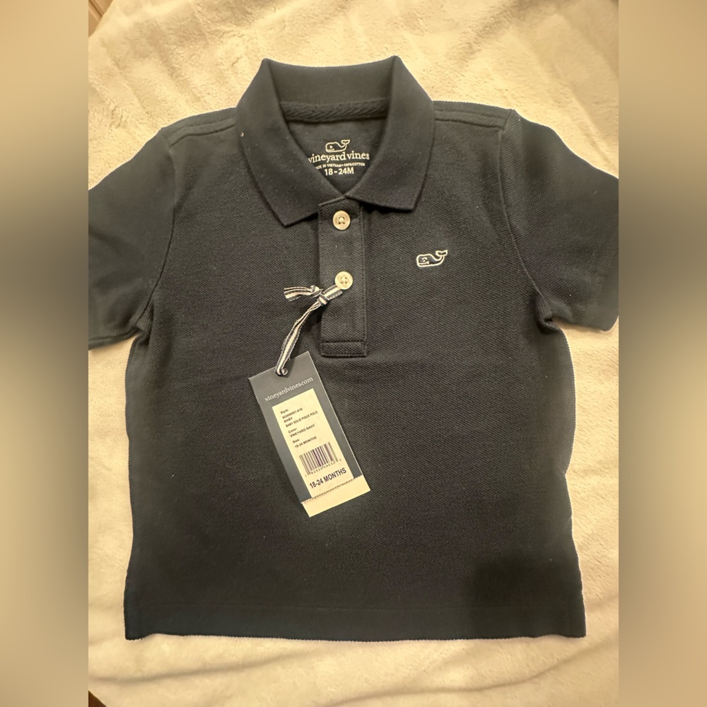 NWT-Classic Vineyard Vines logo Navy infant Polo Shirt. 18/24 mo.